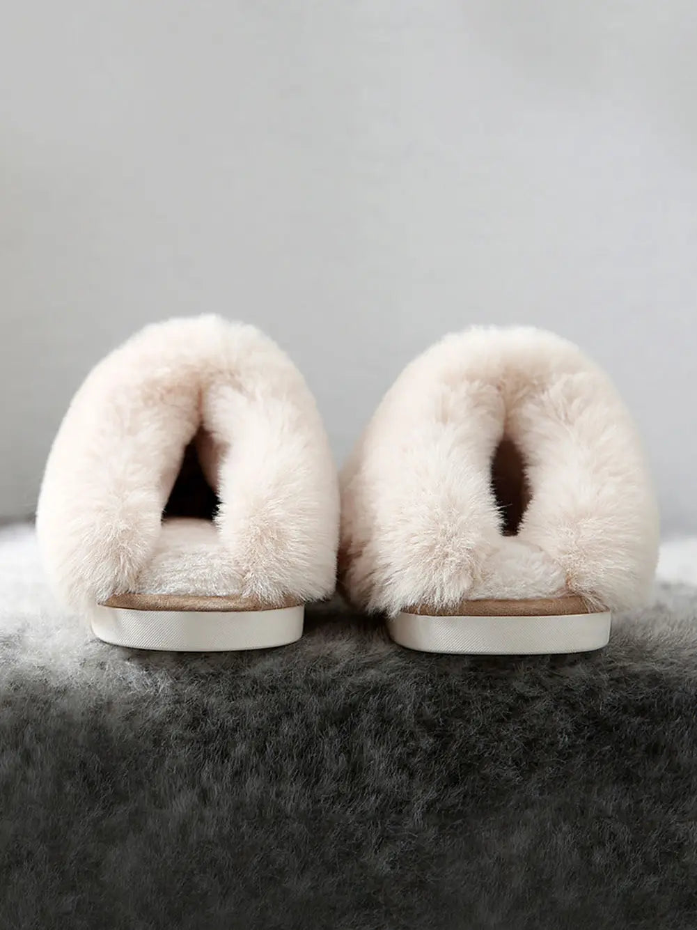 KHAKI FAUX SUEDE SLIPPERS