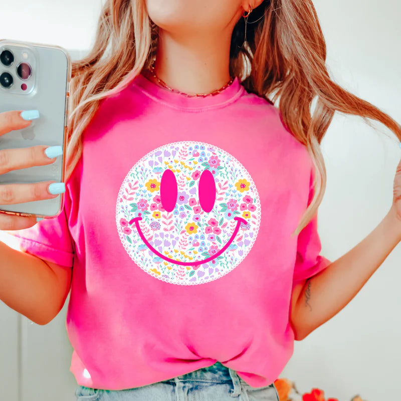 PINK FLORAL SMILEY