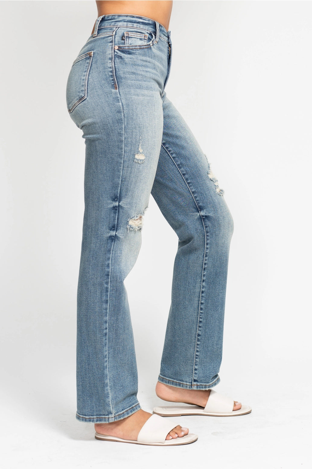 HIGH WAISTED DAD STRAIGHT DENIM