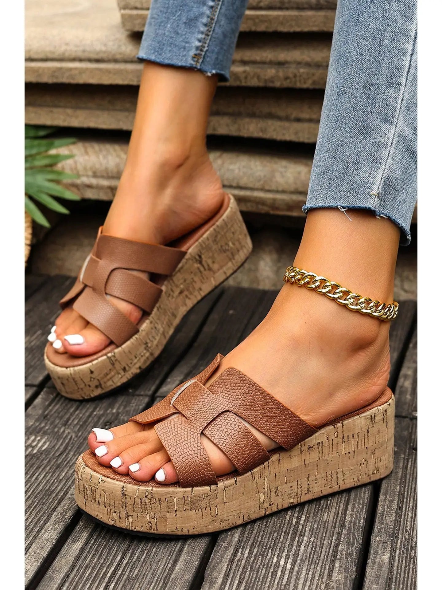 BAND WEDGE SANDALS