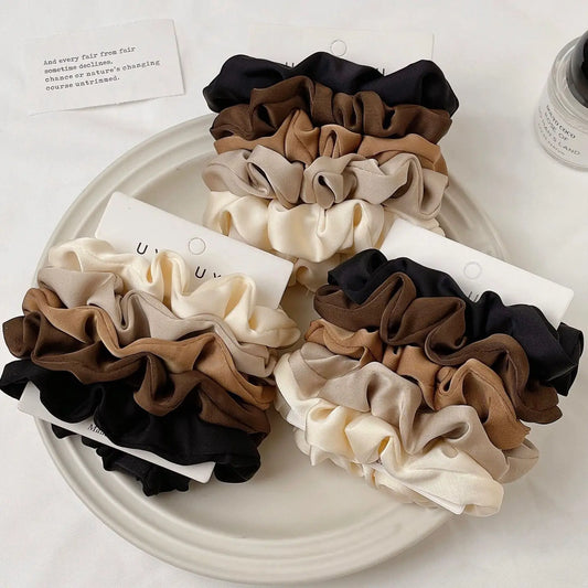 5 PIECE SATIN SCRUNCHIE SET