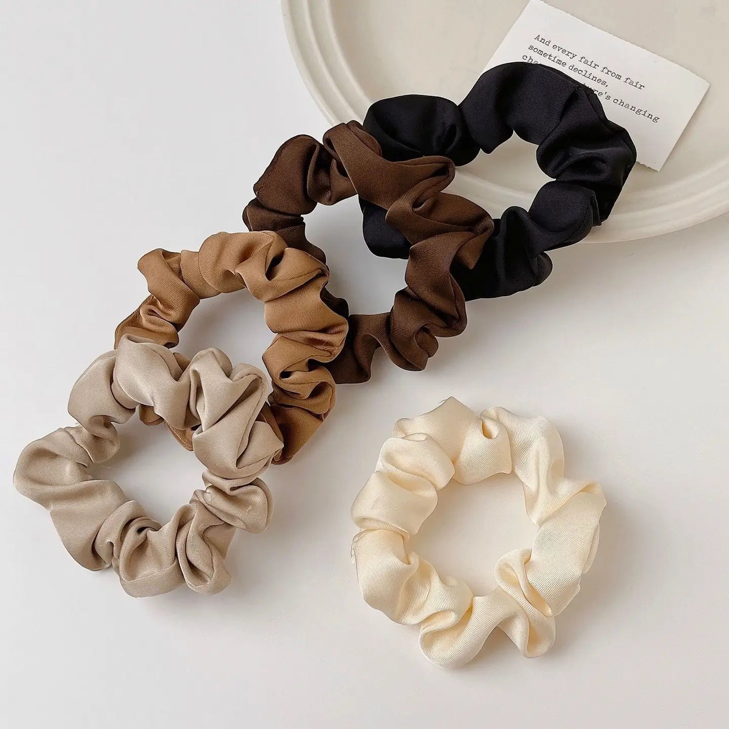 5 PIECE SATIN SCRUNCHIE SET