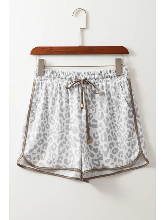 LEOPARD ELASTIC WAIST SHORTS